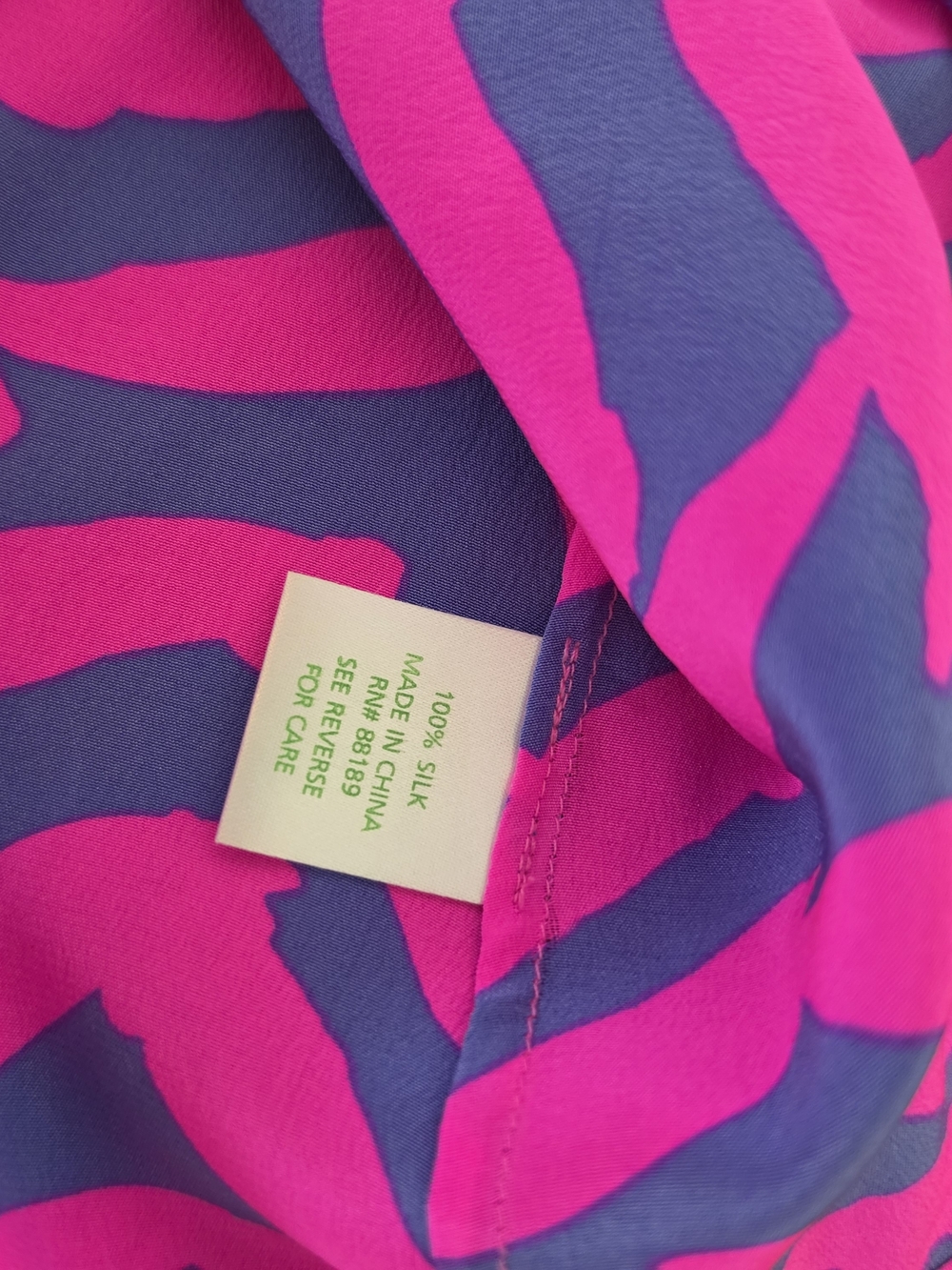 Lilly Pulitzer Hot Pink and Purple Zigzag Scoop Neck Silk Tank - Picture 5 of 7